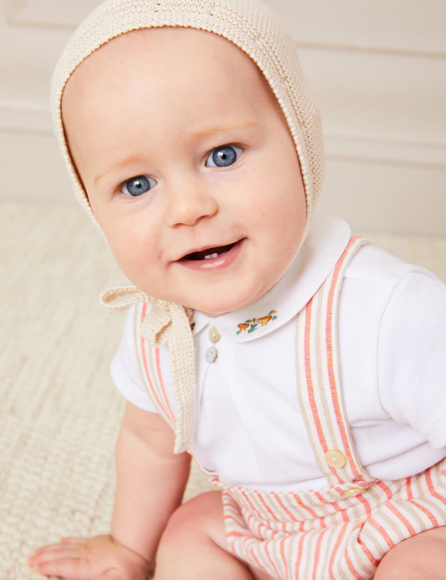 Openwork Knitted Bonnet in Beige(S-L) Knitted Accessories from Pepa London
