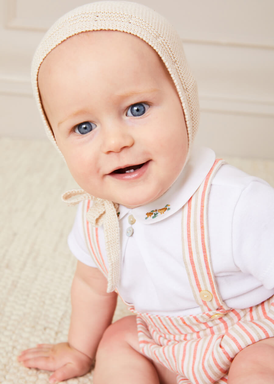 Openwork Knitted Bonnet in Beige(S-L) Knitted Accessories from Pepa London
