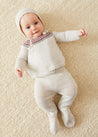 Fair Isle Knitted 2 Piece Set In Grey (3-9mths) KNITTED SETS  from Pepa London