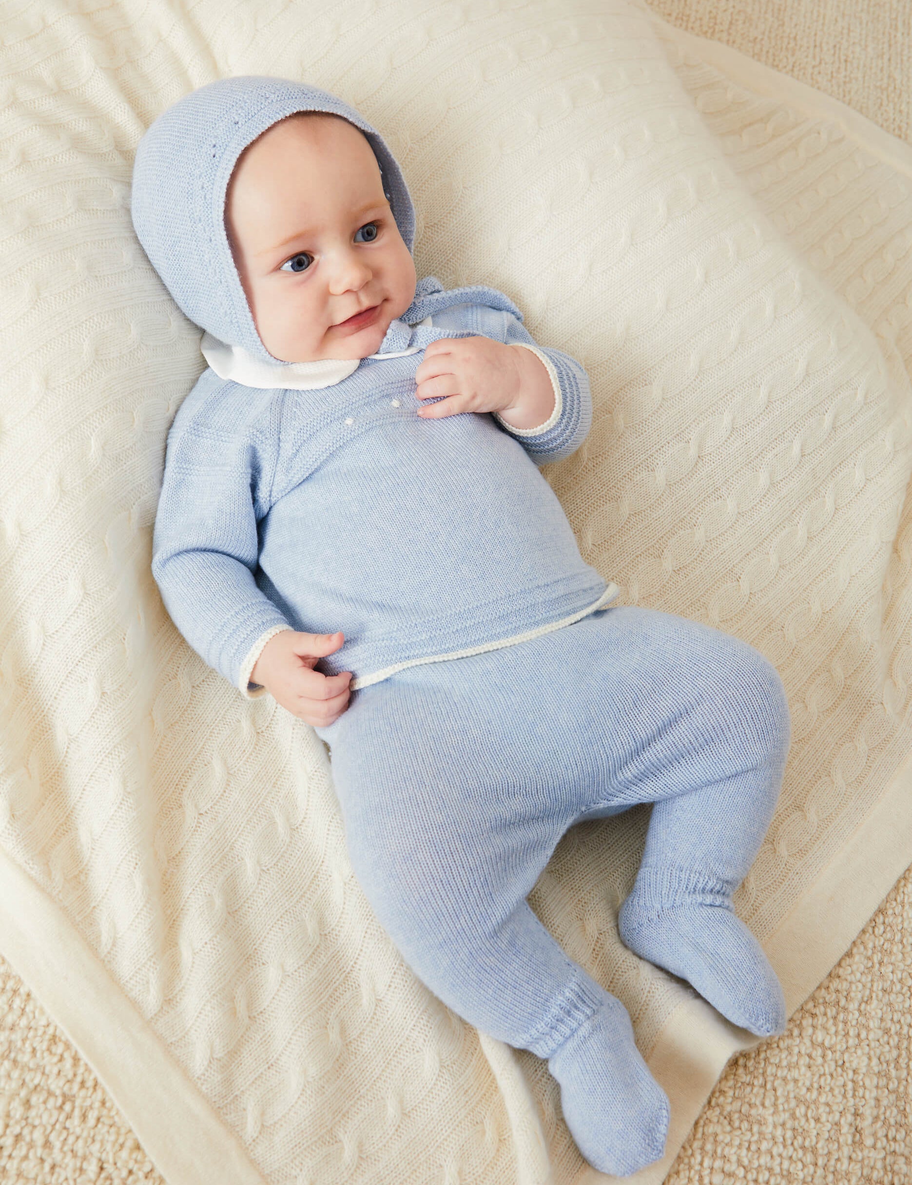 Dot Detail Knitted Set in Baby Blue (1-6mths) KNITTED SETS from Pepa London