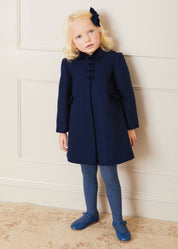Single Breasted Scallop Detail Coat In Navy (12mths-12yrs) COATS from Pepa London