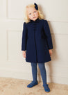 Single Breasted Scallop Detail Coat In Navy (12mths-10yrs) COATS  from Pepa London
