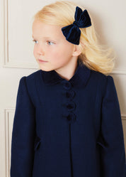 Single Breasted Scallop Detail Coat In Navy (12mths-12yrs) COATS from Pepa London