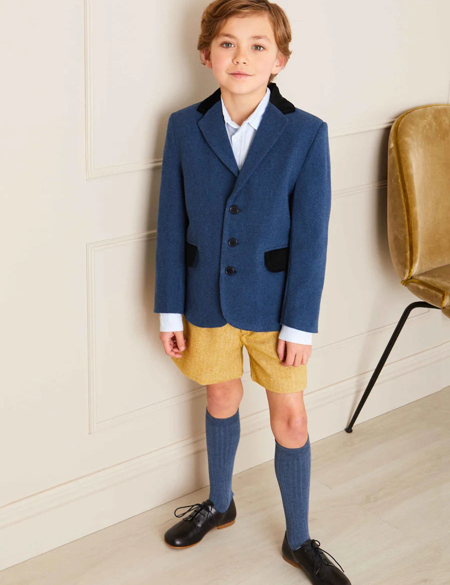 Denim Ribbed Knee-High Socks (3mths-10yrs) Socks from Pepa London