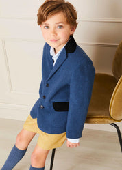 Wool and Velvet Blazer in Blue Boy Look Look  from Pepa London