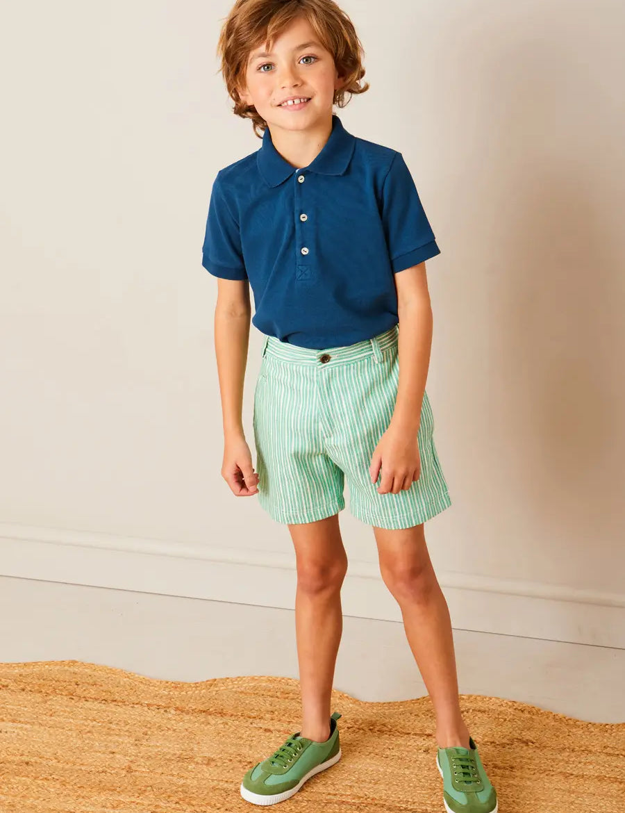 Cheyne Striped Pocket Detail Shorts in Green (4-10yrs) Shorts from Pepa London