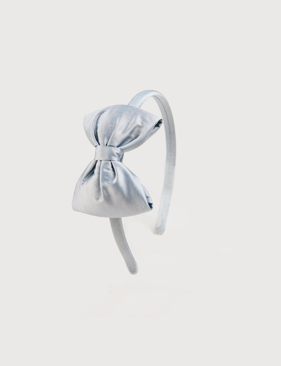 Silk Small Bow Headband in Blue Hair Accessories from Pepa London