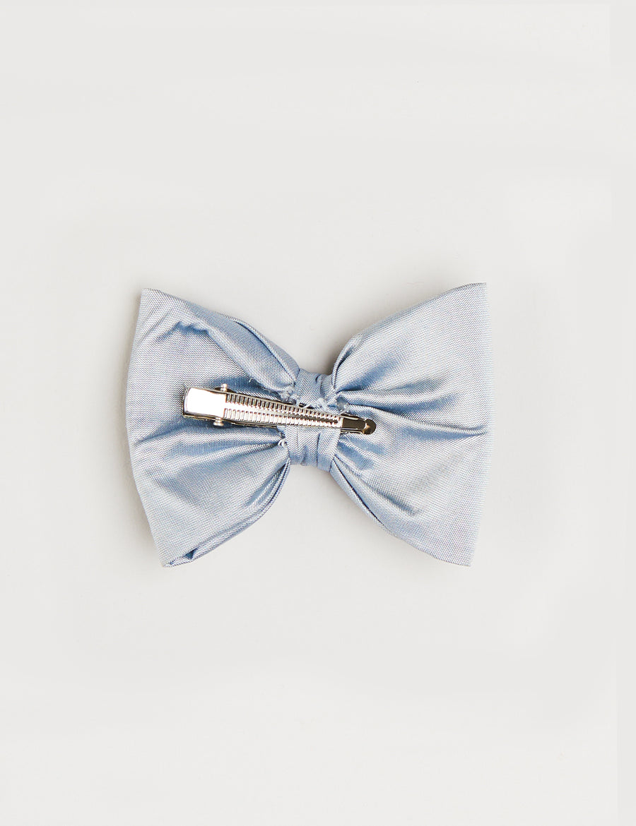 Silk Small Bow Clip in Blue Hair Accessories from Pepa London