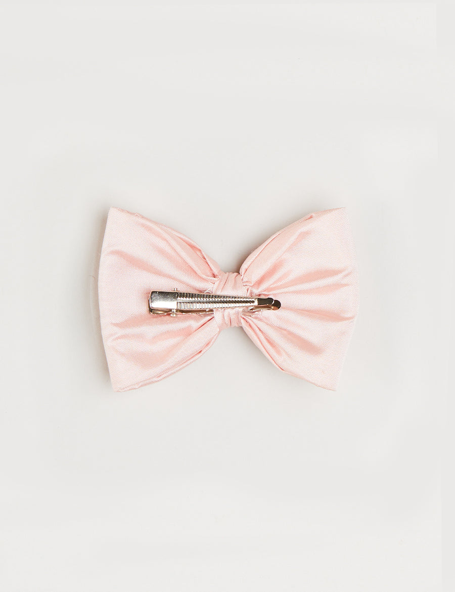 Silk Small Bow Clip in Pink Hair Accessories from Pepa London