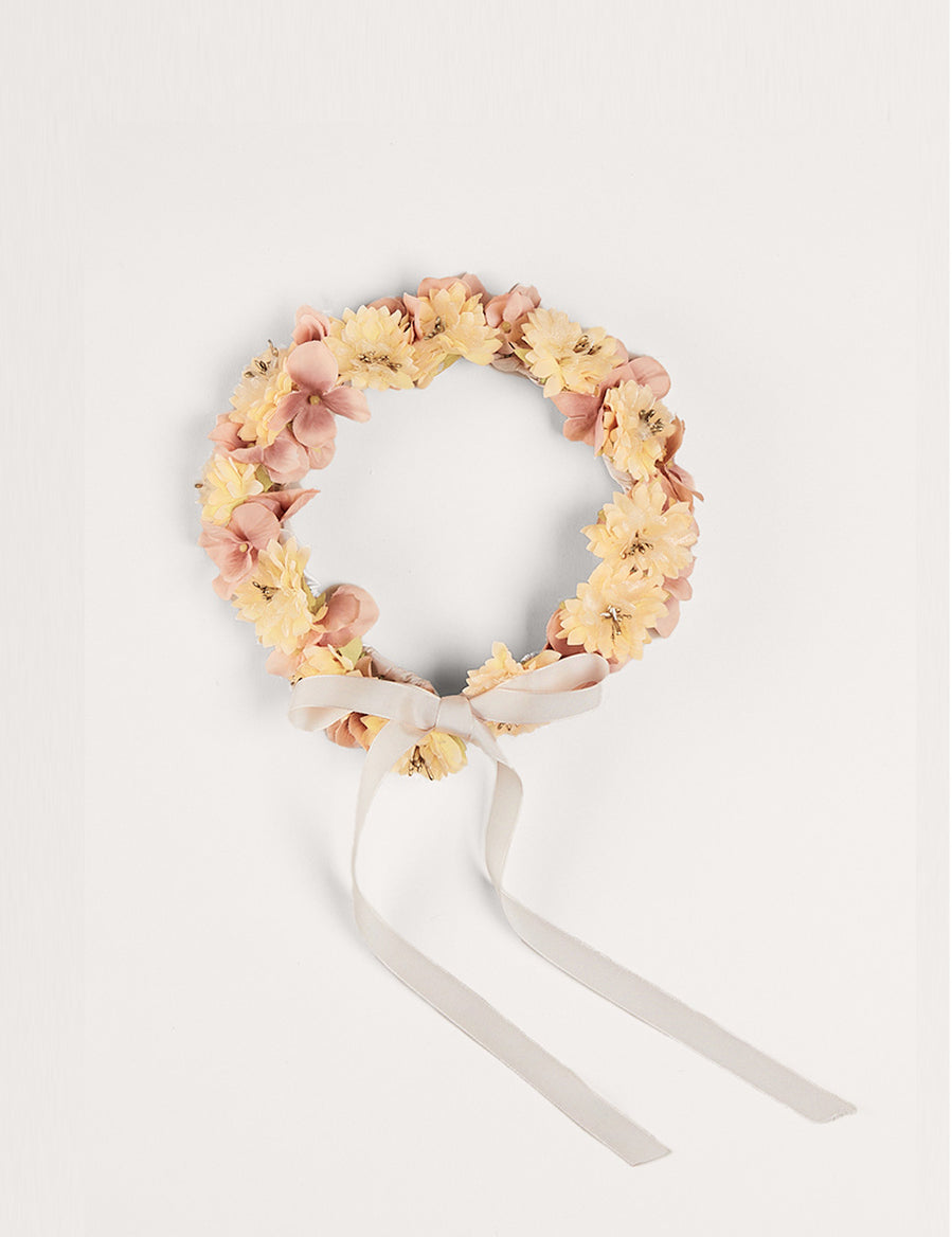 Flower Pearl Detail Crown in Pink HAIR ACCESSORIES from Pepa London