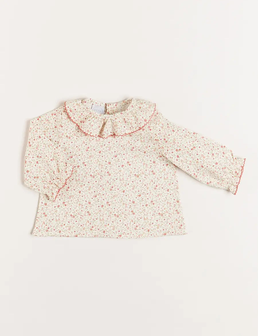 Ophelia Floral Long Sleeve Blouse in Pink (1-6mths) Blouses from Pepa London