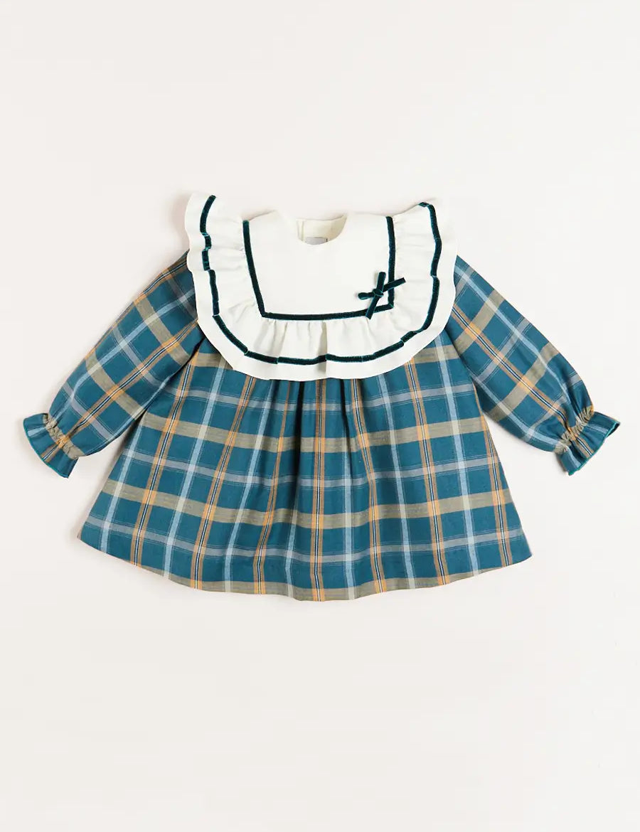 Windsor Tartan Dress in Blue (12mths-6yrs) Dresses from Pepa London