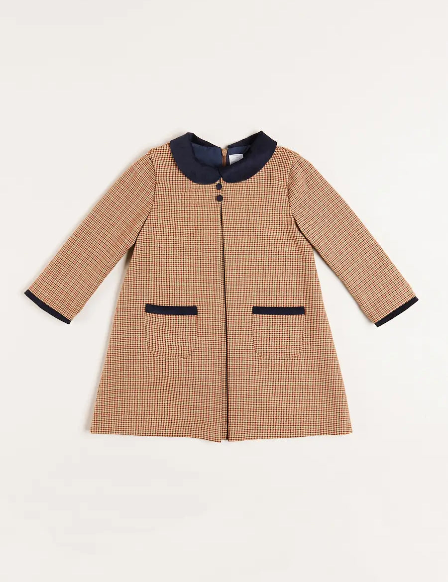 Chester Puppytooth Dress in Caramel (18mths-10yrs) Dresses from Pepa London