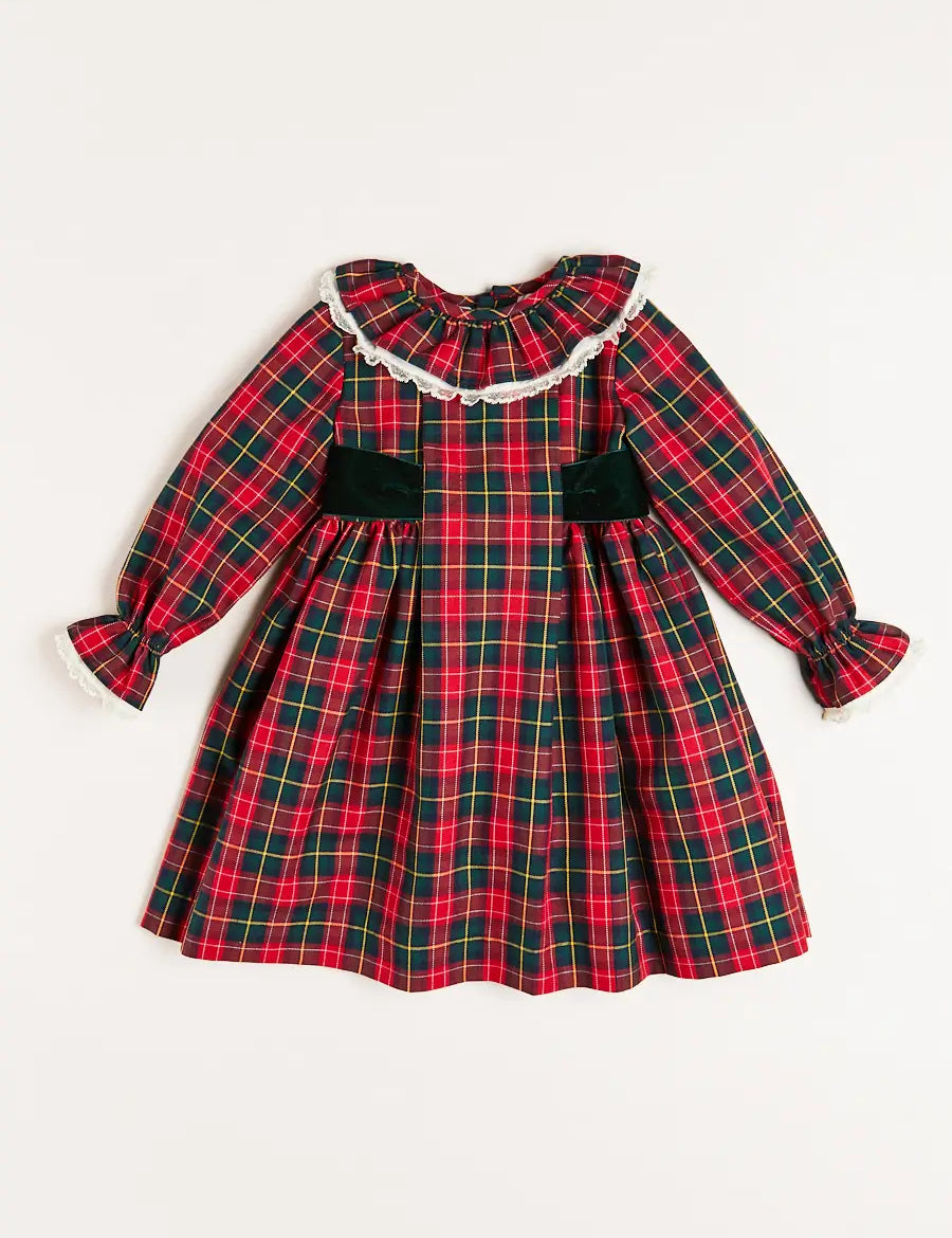 Belgravia Tartan Dress in Red (12mths-10yrs) Dresses from Pepa London
