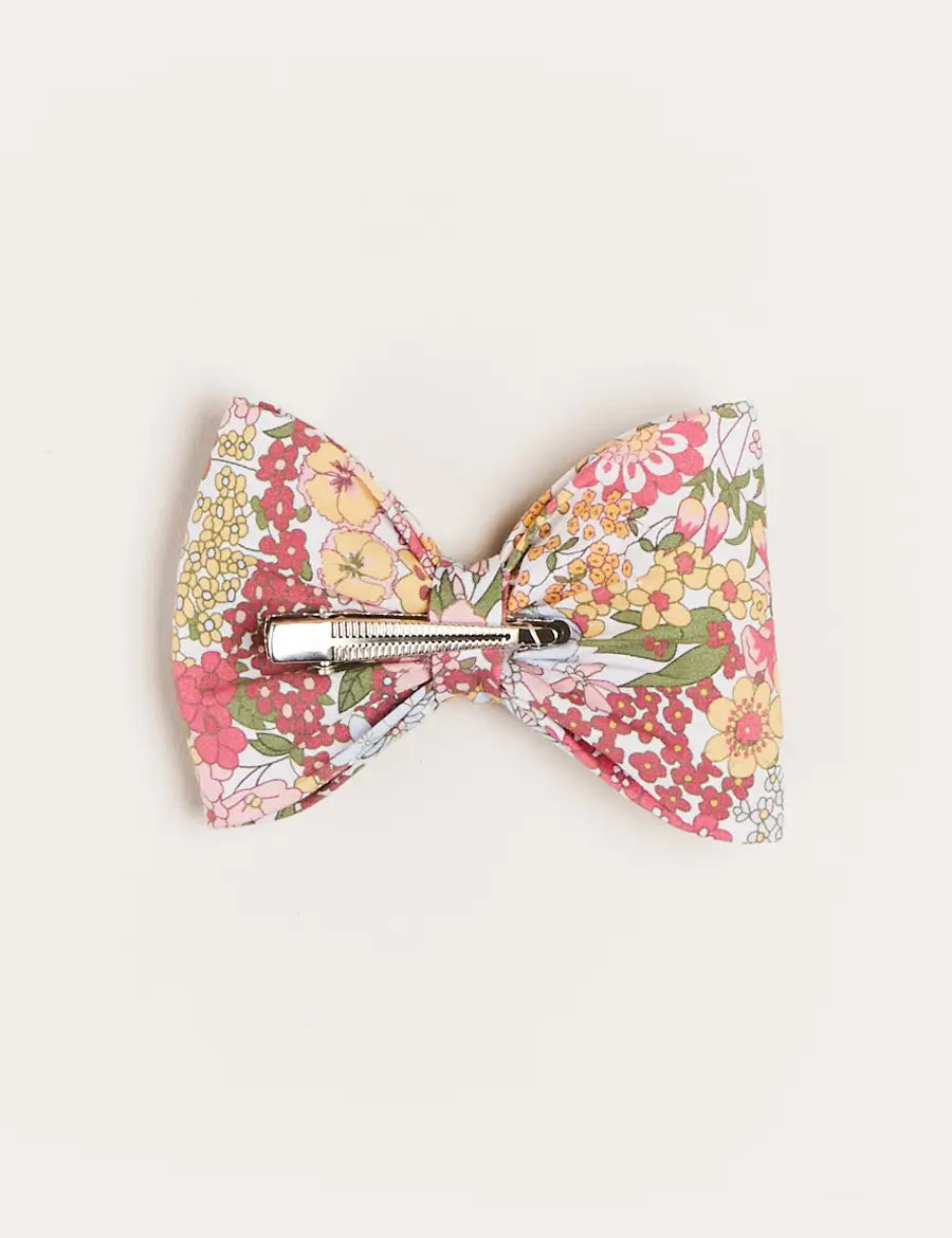Florence Floral Medium Bow Clip in Pink Hair Accessories from Pepa London