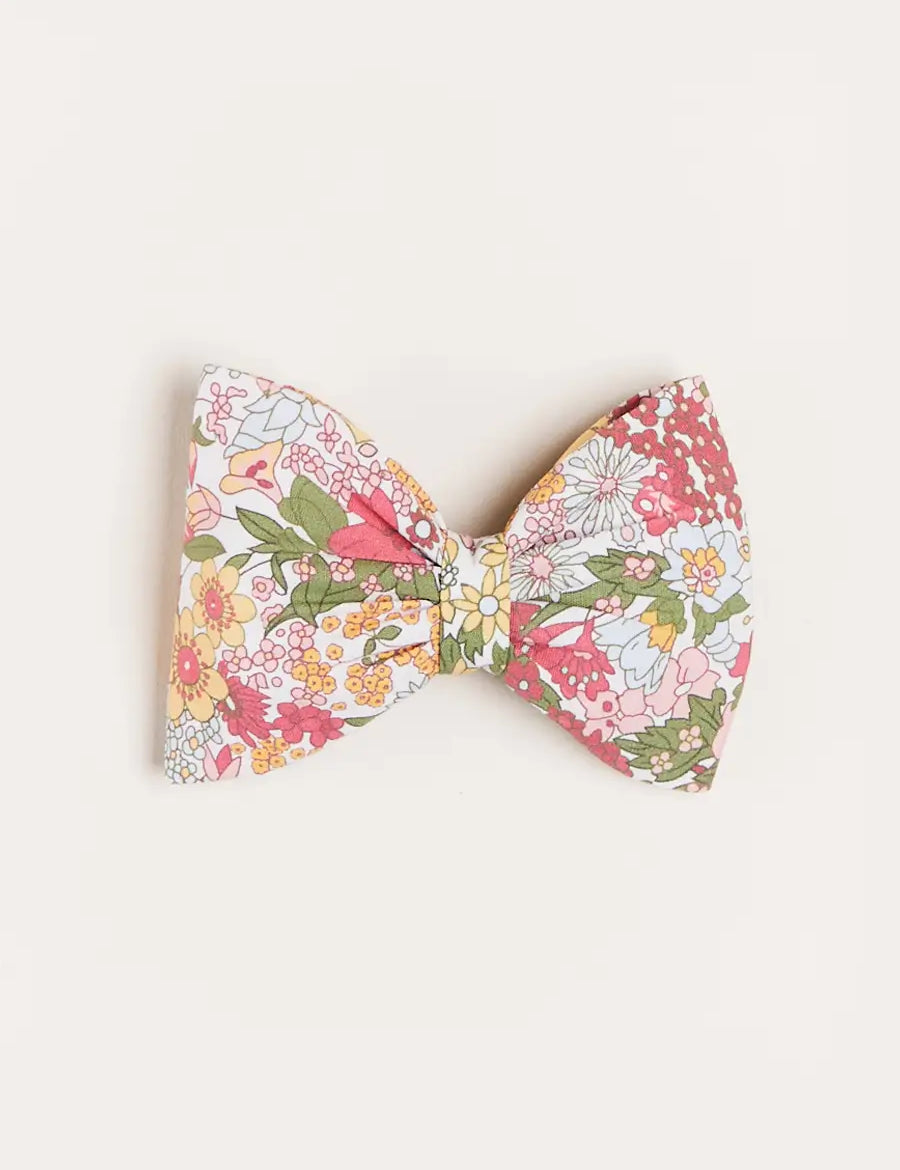 Florence Floral Medium Bow Clip in Pink Hair Accessories from Pepa London
