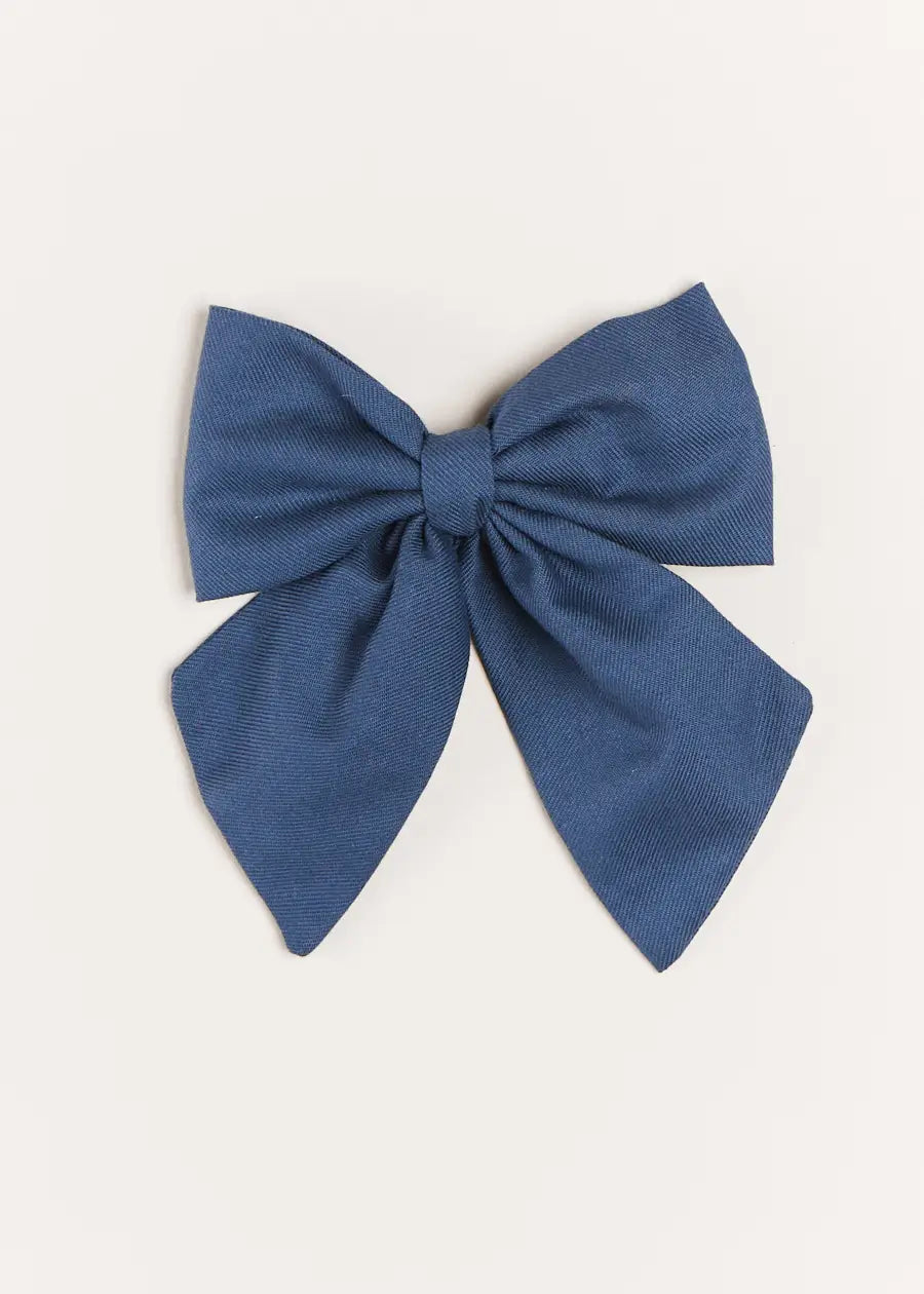 Plain Long Bow Clip in Royal Blue Hair Accessories from Pepa London