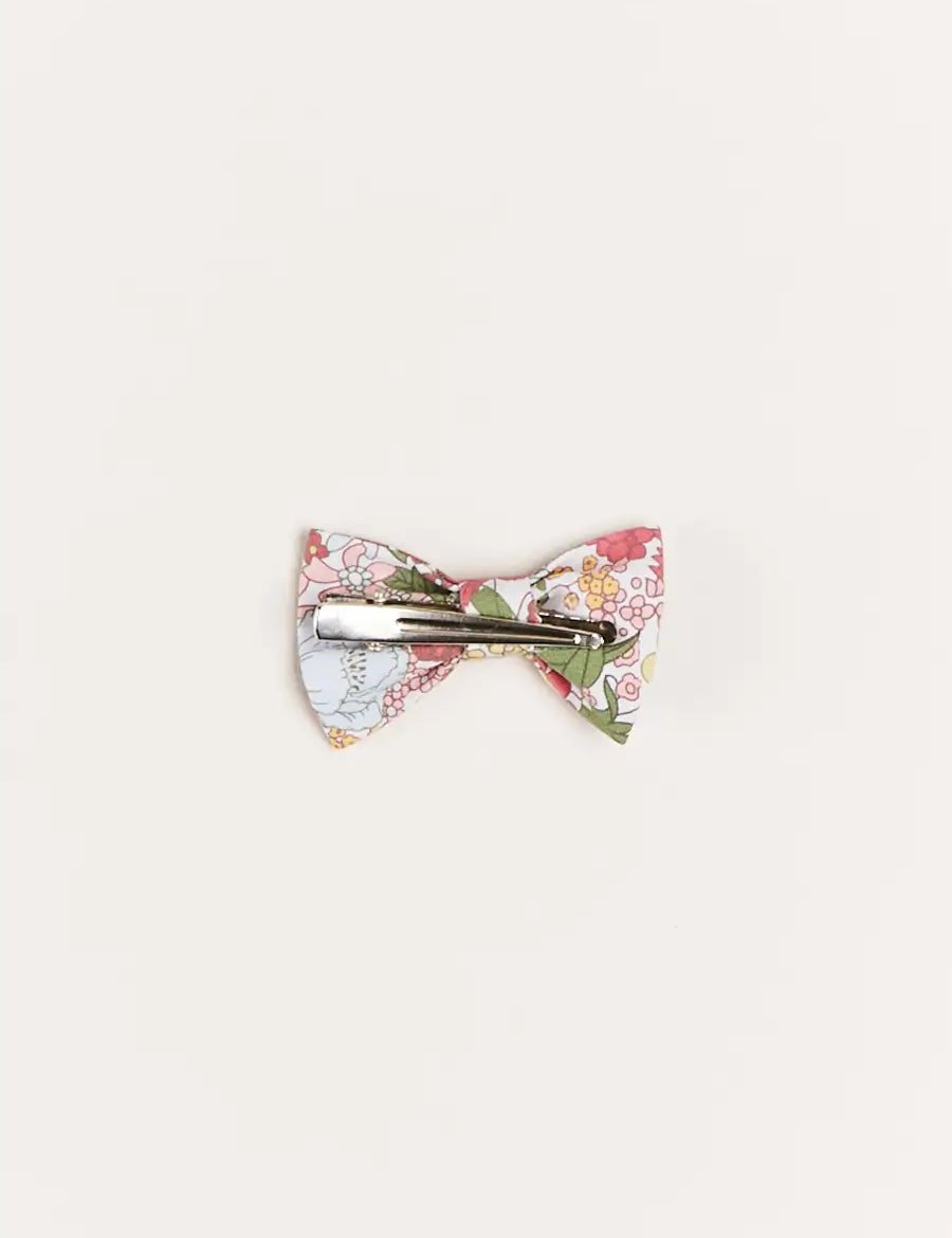 Florence Floral Small Bow Clip in Pink Hair Accessories from Pepa London