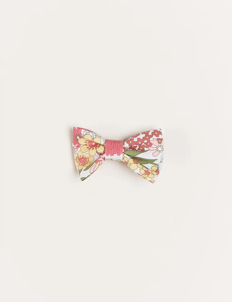 Florence Floral Small Bow Clip in Pink Hair Accessories from Pepa London