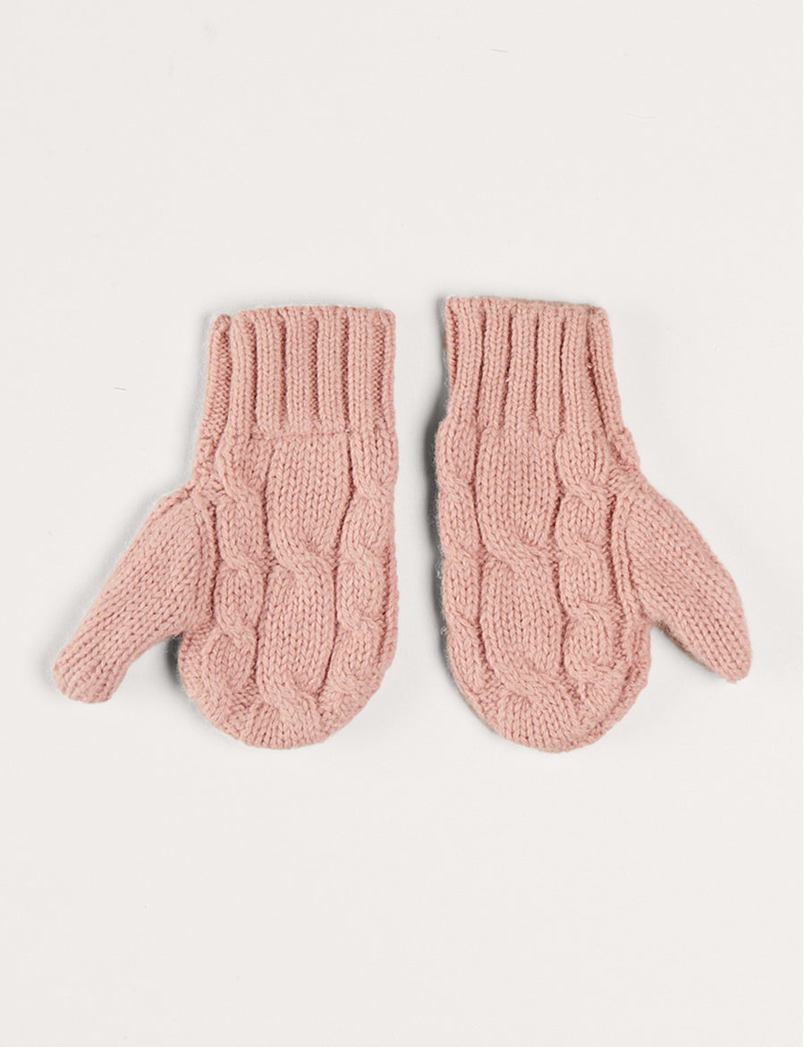 Cable Detial Knitted Mittens in Pink (S-L) Accessories from Pepa London