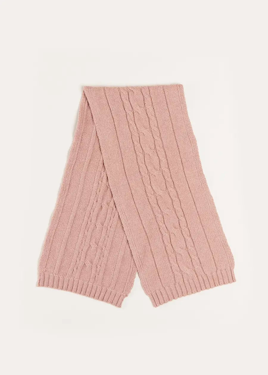 Cable Detail Knitted Scarf in Pink Accessories from Pepa London