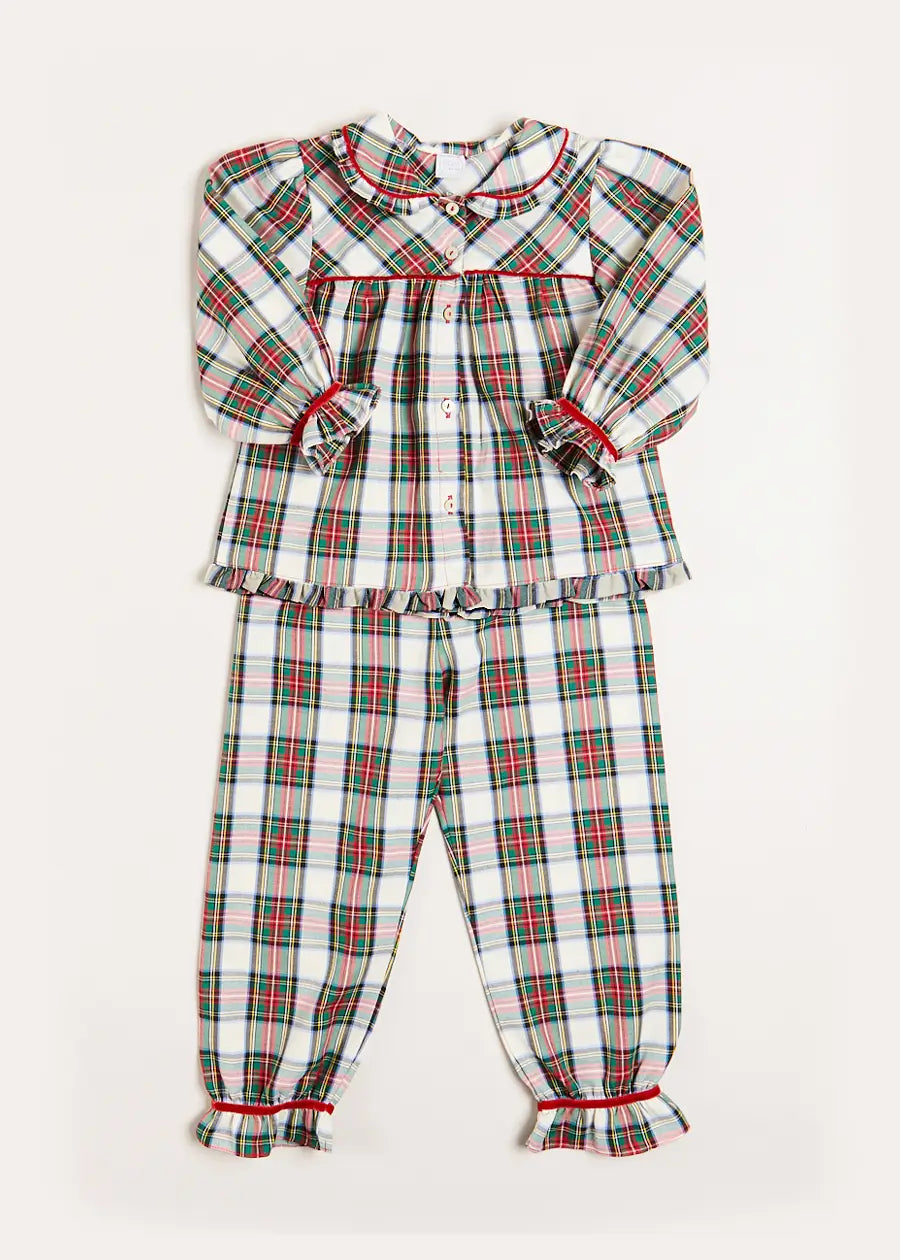 Sussex Tartan Ruffle Collar Pyjamas in Red 18mths 10yrs