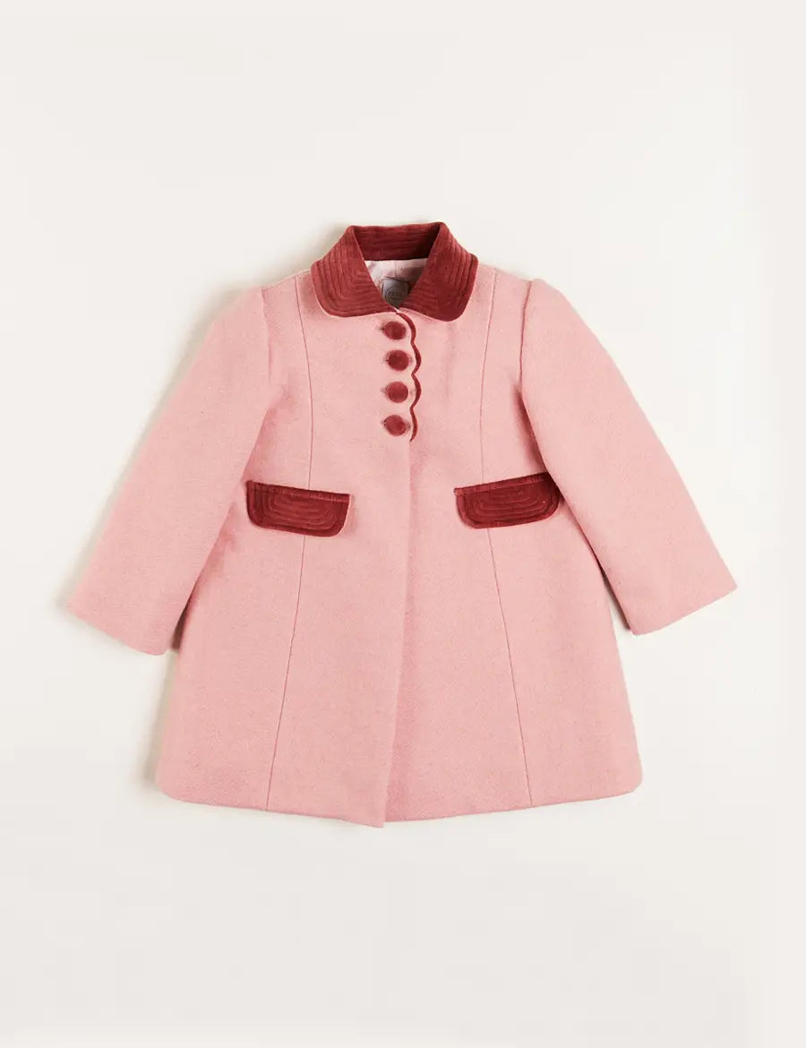 Single Breasted Scallop Detail Coat in Pink (2-10yrs) Coats from Pepa London