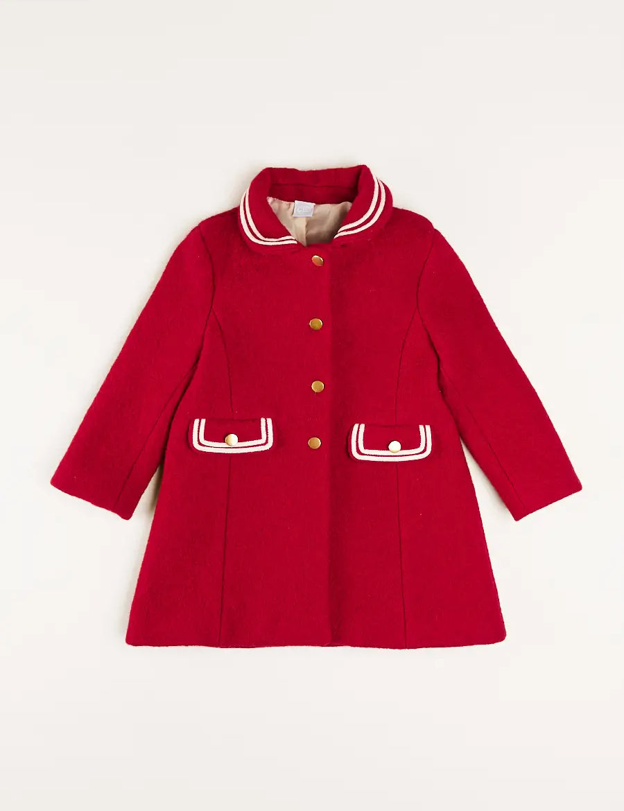 Single Breasted Wool Coat in Red (4-10yrs) Coats from Pepa London