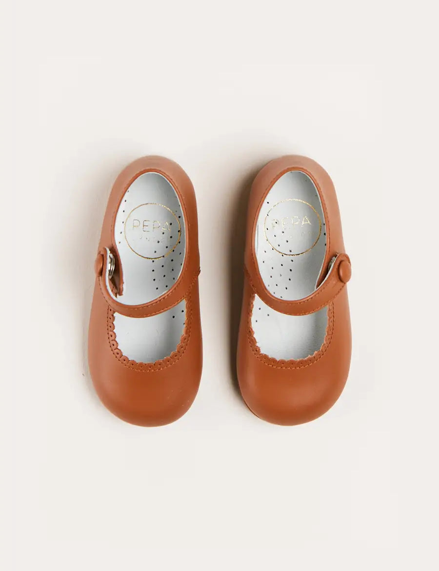 Leather Mary Jane Baby Shoes in Brown (20-26EU) Shoes from Pepa London