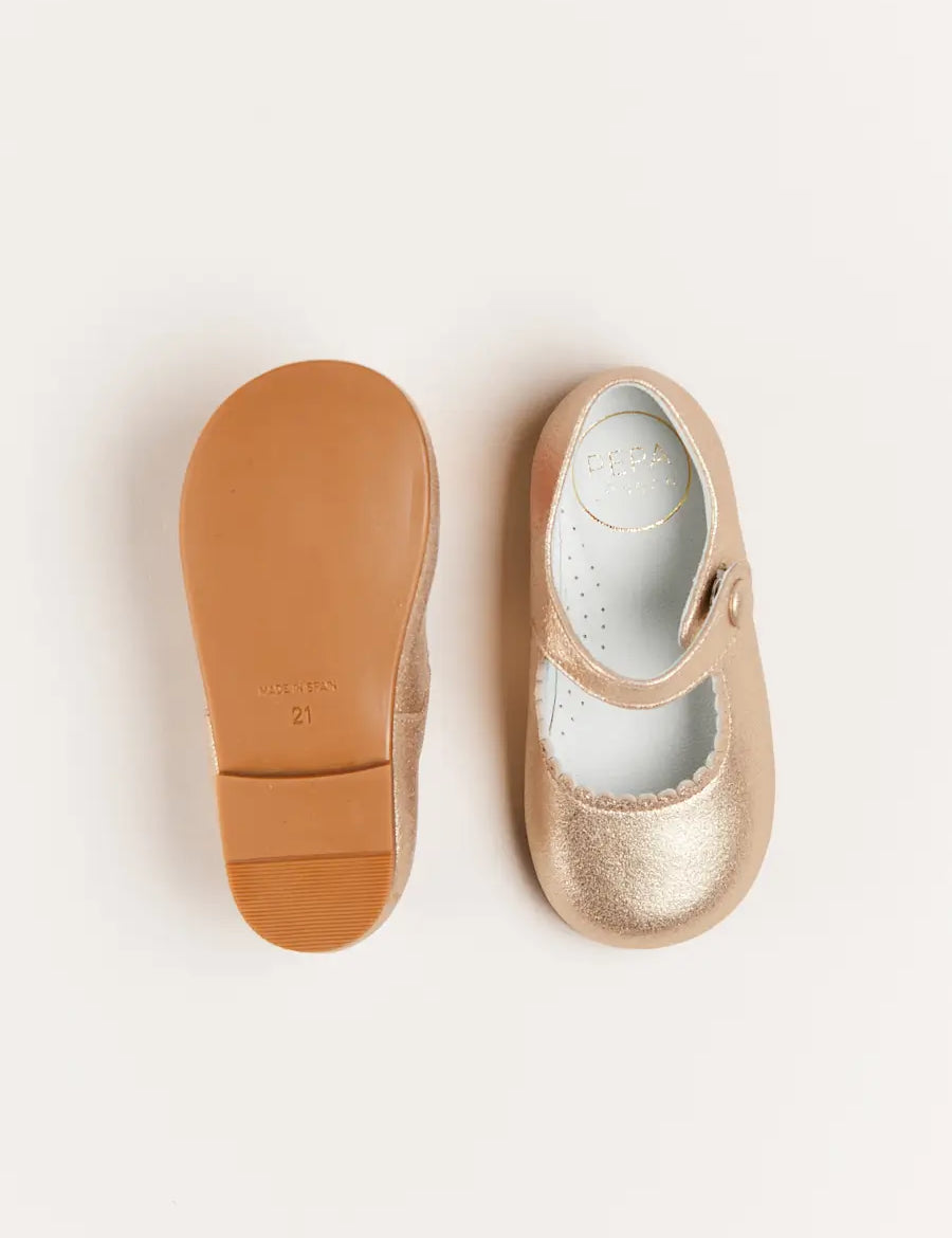 Leather Mary Jane Baby Shoes in Gold (20-26EU) Shoes from Pepa London