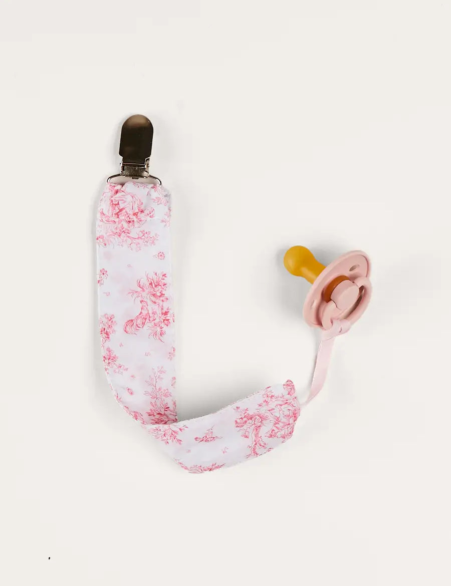 Audrey Toile Dummy Clip in Pink ACCESSORIES from Pepa London