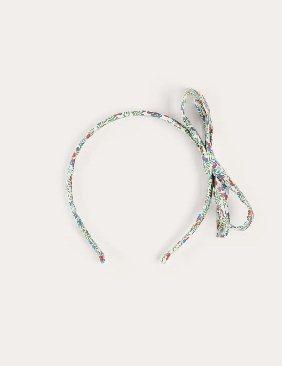 Evelyn Floral Thin Bow Hairband in Red HAIR ACCESSORIES from Pepa London