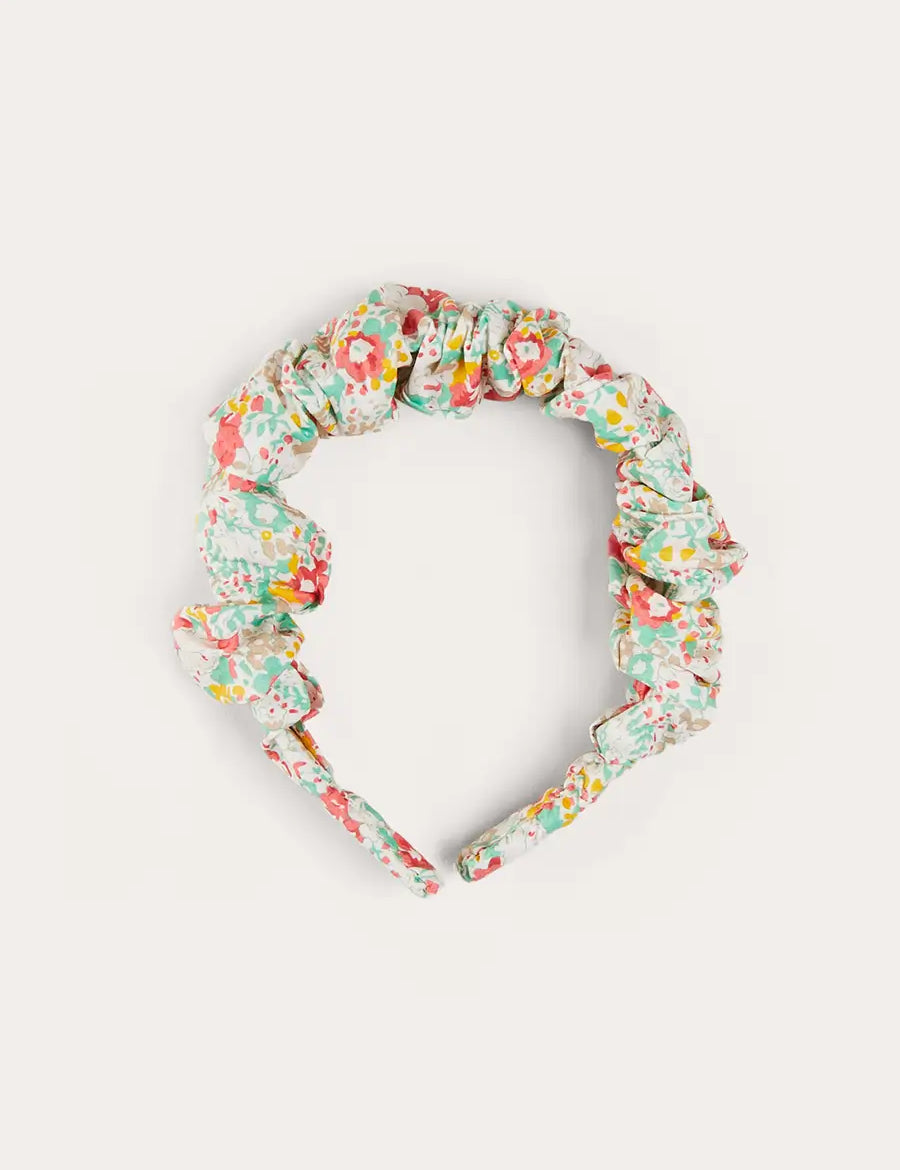 Clementine Floral Scrunchie Hairband in Coral HAIR ACCESSORIES from Pepa London