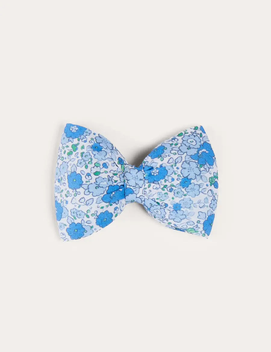 Olivia Floral Medium Bow Hair Clip in Blue HAIR ACCESSORIES from Pepa London