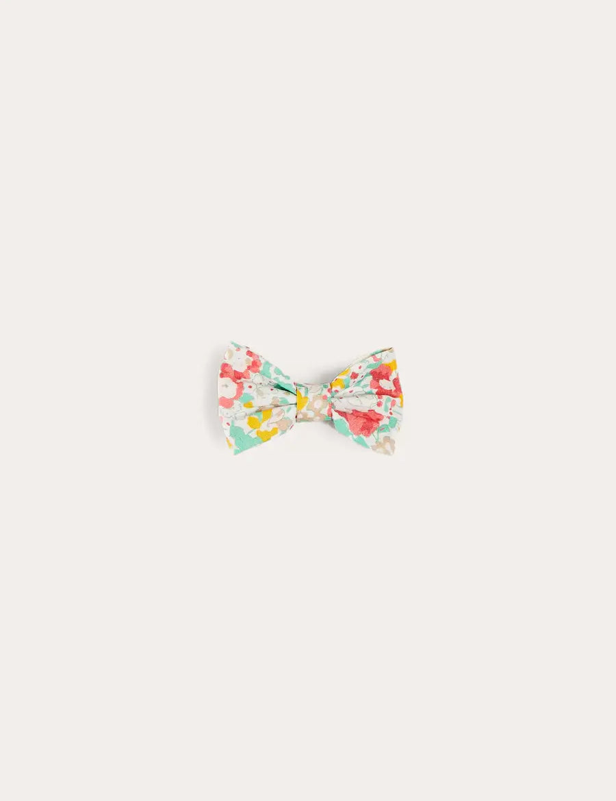 Clementine Floral Small Bow Hair Clip in Coral HAIR ACCESSORIES from Pepa London