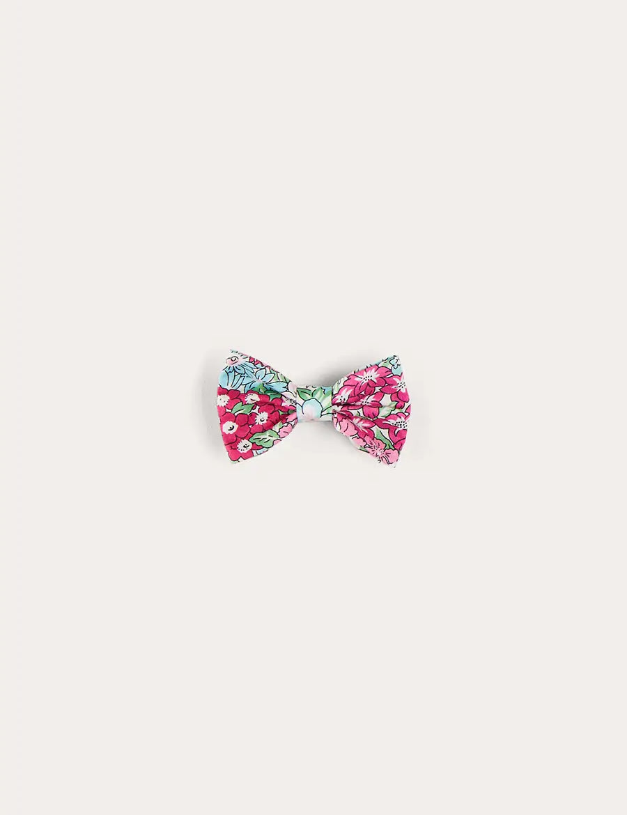Viola Floral Small Bow Hair Clip in Pink HAIR ACCESSORIES from Pepa London