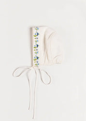 The Royal Embroidered Bonnet in White (S-M) Bonnets from Pepa London