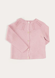 Openwork Cotton Cardigan in Pink (6mths-10yrs) KNITWEAR from Pepa London