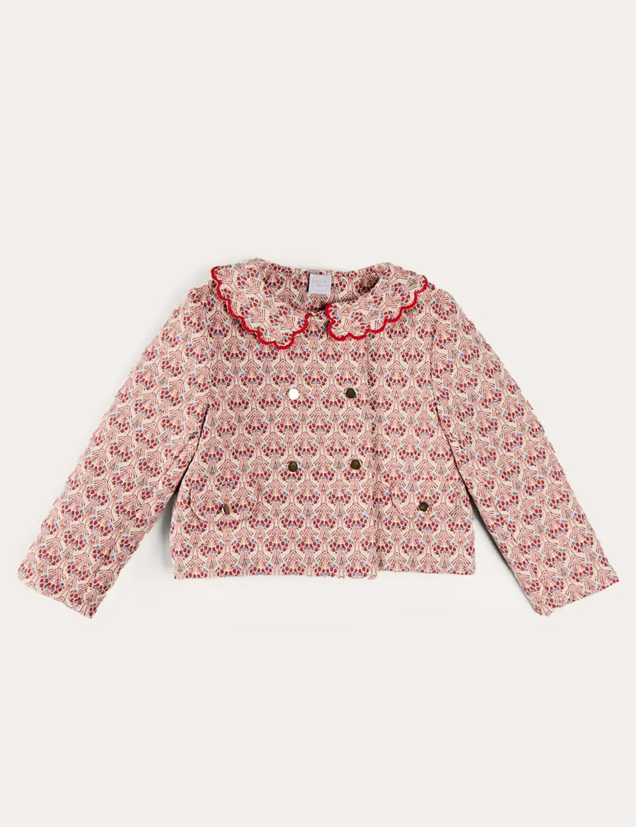 Iris Jacquard Statement Collar Jacket in Red (4-12yrs) COATS from Pepa London