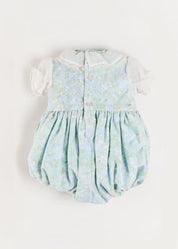The Regency Floral Organza Romper in Green (6mths-3yrs) Rompers from Pepa London