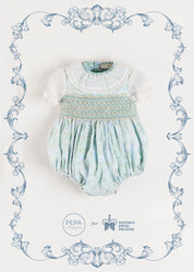 The Regency Floral Organza Romper in Green (6mths-3yrs) Rompers from Pepa London