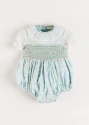 The Regency Floral Organza Romper in Green (6mths-3yrs) Rompers from Pepa London