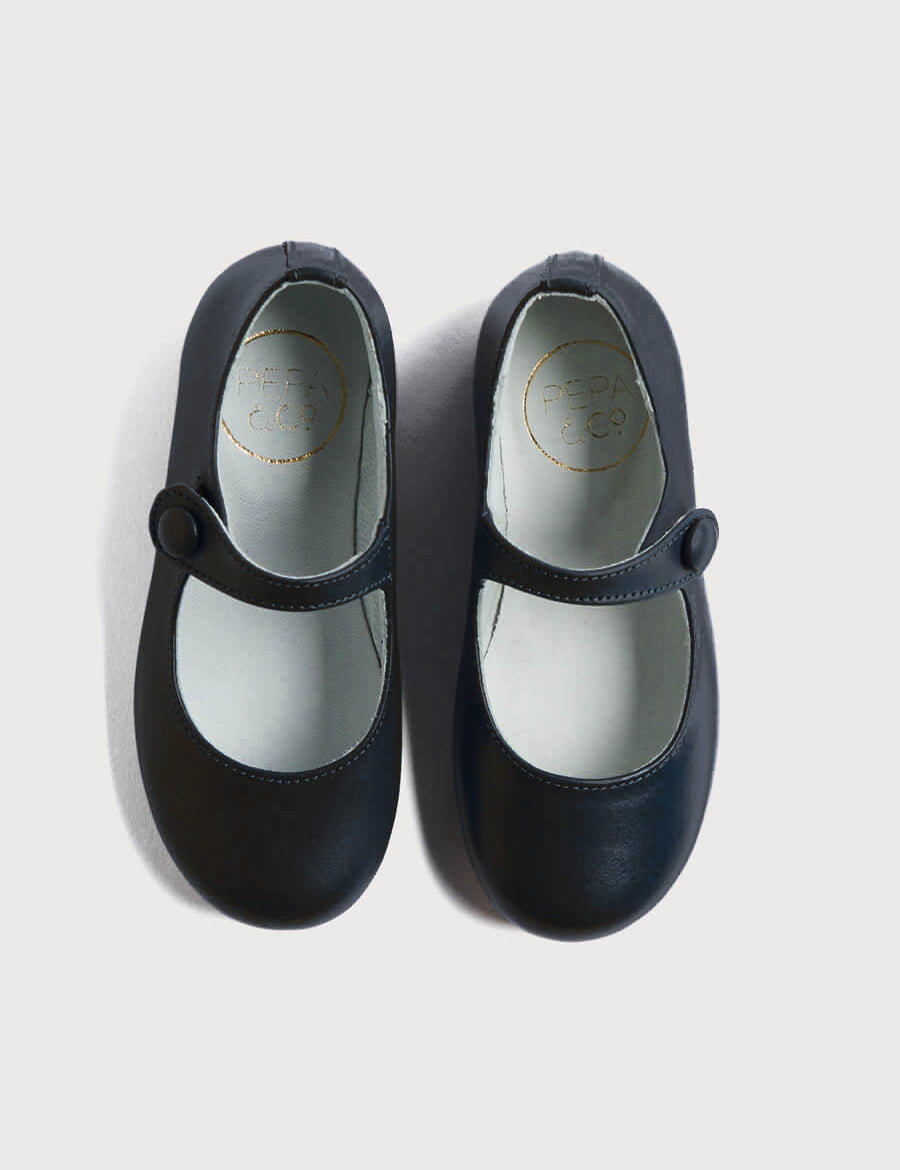 Leather Mary Jane Shoes in Navy (24-35EU) SHOES from Pepa London