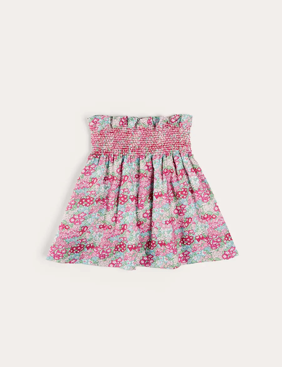 Viola Floral Smocked Waistband Skirt in Pink (3-10yrs) SKIRTS from Pepa London