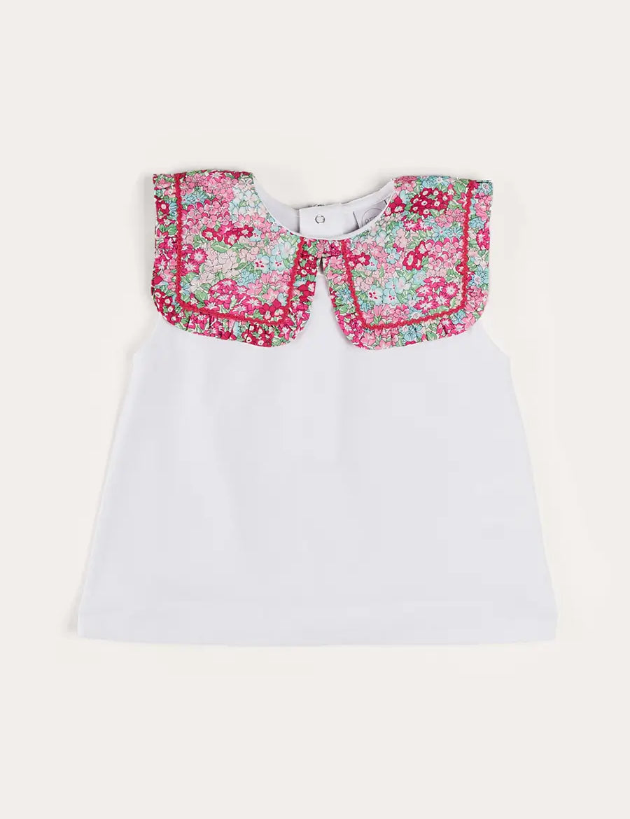 Viola Floral Bib Collar Top in Pink (2-10yrs) TOPS & BODYSUITS from Pepa London