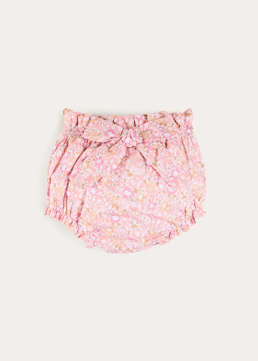 Nellie Floral Bow Detail Bloomers in Pink (1mth-3yrs) Bloomers from Pepa London