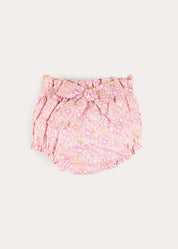 Nellie Floral Bow Detail Bloomers in Pink (1mth-3yrs) Bloomers from Pepa London