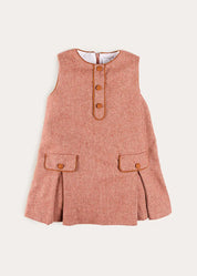 Palmer Houndstooth Pinafore Dress in Rust (12mths-10yrs) Dresses from Pepa London