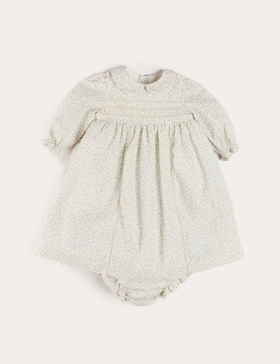 Betsy Floral Lace Detail Dress in Blue (1mth-12mths) Dresses from Pepa London