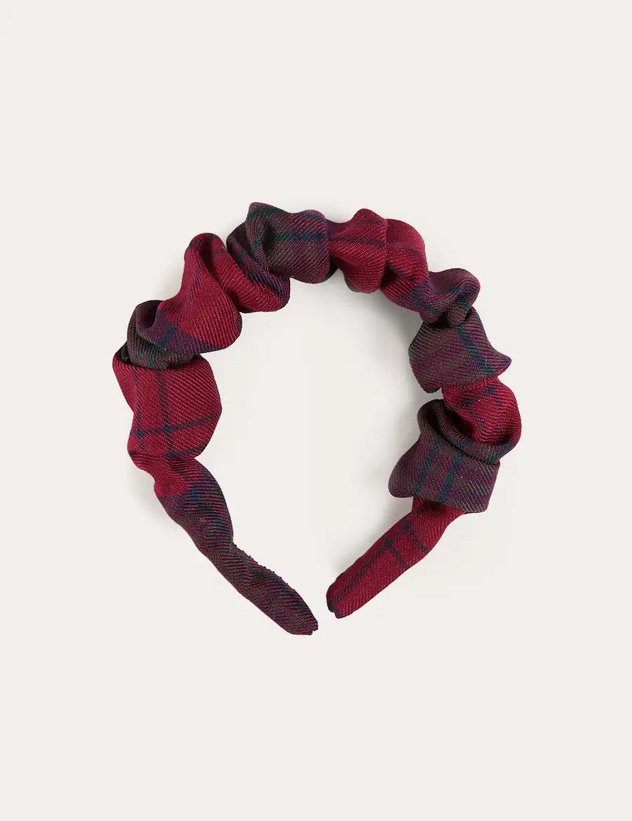 Grovesnor Tartan Scrunchie Hairband in Red (OS) Hair Accessories from Pepa London